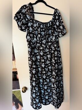 Black Floral Midi Dress